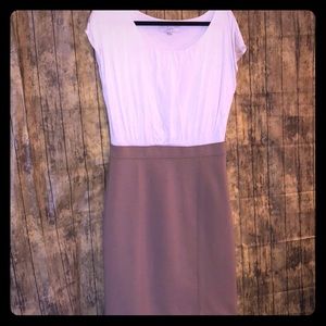 LOFT ivory and tan blouse top dress.
